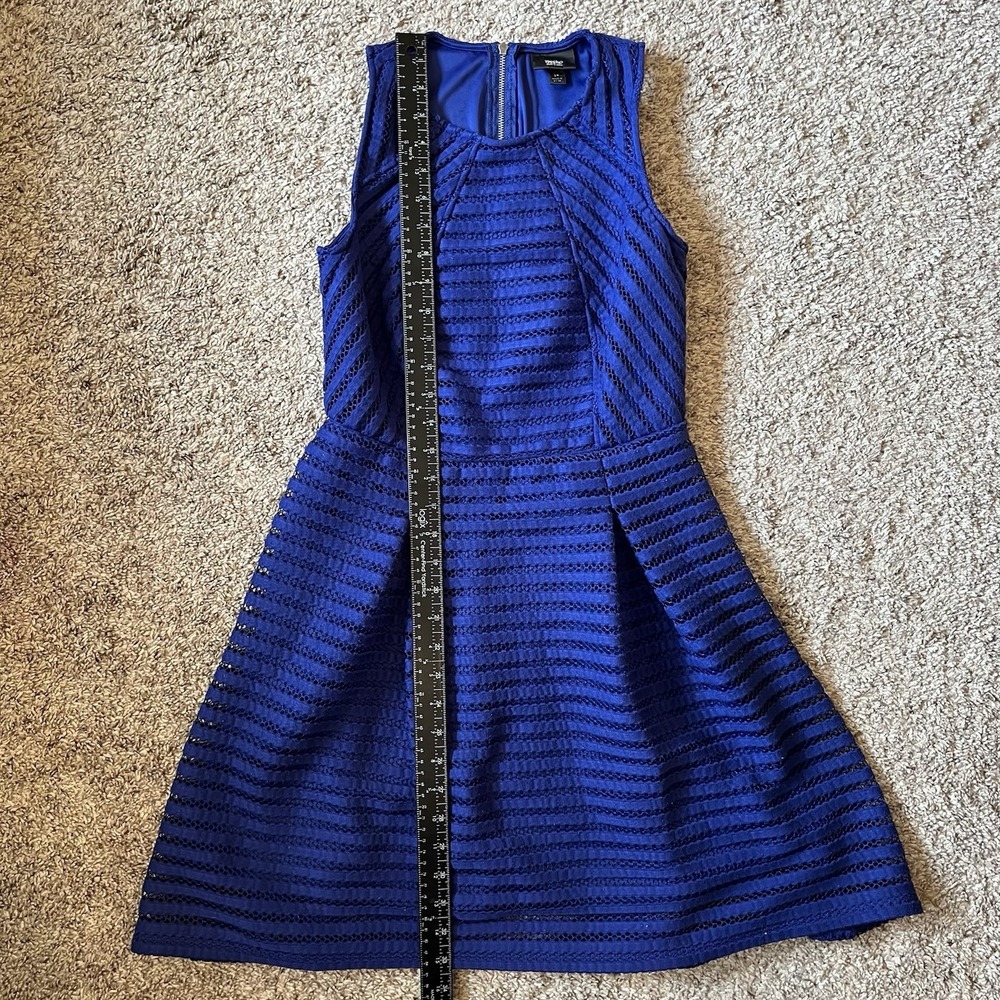 Womens Mossimo Size Small Dress Royal Blue Fit & Flare Fully Lined Knit Striped - Picture 9 of 11